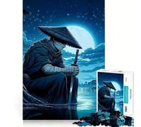Samouraï au Clair de Lune Puzzle de 1000 pièces pour Adolescents Jeu Intelligent en Groupe Décoration Murale (50x75cm)