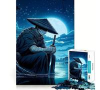 Samouraï au Clair de Lune Puzzle de 1000 pièces pour Adultes Jeu de logique Fine Loisirs Bords Nets Objet de Collection (38x26cm)