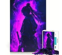 Samouraï aux Flammes Violettes Puzzle de 1000 pièces pour Adultes Renforce la mémoire, soulage Le Stress, qualité supérieure, Cadeau d'anniversaire (38x26cm)