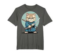 Samouraï Chat Exotique à Poil Court Japonais Kawaii Ninja T-Shirt, Homme Grandes Tailles, Asphalte, 4X Tall