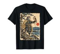 Samouraï Chat Falconer Guerrier Japonais Oiseau Art T-Shirt