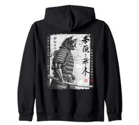 Samouraï Chat Guerrier Ink Japanese Calligraphy Cat Art Sweat à Capuche