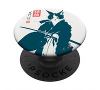 Samouraï Chat Japonais Art Drôle Anime Manga Graphique PopSockets PopGrip Adhésif