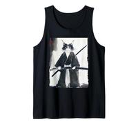 Samouraï Chat Japonais Encre Art Drôle Guerrier Épéiste Cadeau Débardeur