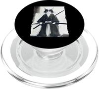 Samouraï Chat Japonais Encre Art Drôle Guerrier Épéiste Cadeau PopSockets PopGrip pour MagSafe