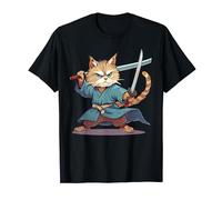 Samouraï Chat Japonais Kawaii Ninja Chat Sibérien T-Shirt