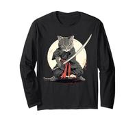 Samouraï Chat Japonais Kawaii Ninja Korat Chat Manche Longue