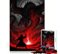 Samouraï Contre Dragon︰ Scène de Bataille épique Puzzle de 1000 pièces pour Adultes Puzzle Think Toy Maison Profitez de la découpe Fine Cadeau de Noël (38x26cm)
