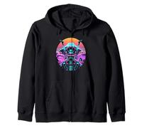 Samouraï Cybernétique Mont Fuji Cerisier Synthwave Japon Sweat à Capuche