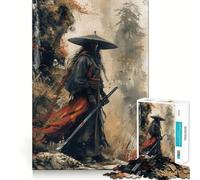 Samouraï dans la forêt brumeuse Puzzle de 1000 pièces pour Adolescents Jeu Mental Anti-Stress Découpe de qualité supérieure Cadeau Exquis (50x75cm)