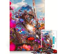 Samouraï dans Un Champ de Fleurs Puzzle de 1000 pièces pour Adultes Renforce la mémoire, soulage Le Stress Qualité supérieure Cadeau d'anniversaire (50x75cm)