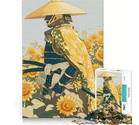 Samouraï dans Un Champ de tournesols Puzzle de 1000 pièces pour Adolescents Stimule la mémoire, apaisement, évasion, Motif à Assembler, Surprise chaleureuse (38x26cm)