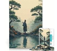 Samouraï dans Un Jardin Japonais Puzzle de 1000 pièces pour Adolescents Jeu Intelligent Jeu de Groupe Assemblage d'image Décoration Murale (38x26cm)