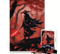 Samouraï dans Une forêt d'automne avec Une épée Rouge Puzzle de 1000 pièces pour Adolescents Améliore la mémoire Détente et créativité Bords précis Cadeau élégant (50x75cm)