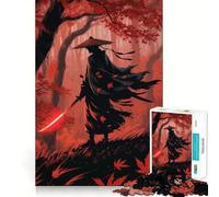 Samouraï dans Une forêt d'automne avec Une épée Rouge Puzzle de 1000 pièces pour Adolescents Améliore la mémoire Détente et créativité Bords précis Cadeau élégant (50x75cm)