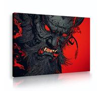 Samouraï Démon Toile Art Mural Style Japonais Impressions sur toile Images mythiques Oeuvre d’art Affiches murales Peinture pour salon décor intérieure 70x100cm Cadre intérieur