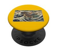Samouraï Dinosaure Grande Vague Japonaise Traditionnelle épique PopSockets PopGrip Adhésif