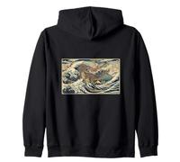 Samouraï Dinosaure Grande Vague Japonaise Traditionnelle épique Sweat à Capuche