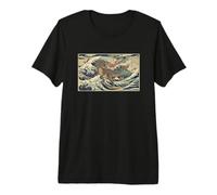 Samouraï Dinosaure Grande Vague Japonaise Traditionnelle épique T-Shirt Haut de Gamme