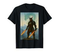 Samouraï Dragon avec Deux épées flamboyantes T-Shirt