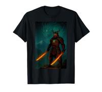 Samouraï Dragon de feu avec Deux épées flamboyantes T-Shirt