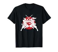Samouraï Duel Silhouette Soleil Rouge T-Shirt
