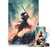 Samouraï en Action avec épée Puzzle de 1000 pièces pour Adolescents Jeu de logique et de réflexion Simple et Amusant Bords Lisses Cadeau élégant (50x75cm)