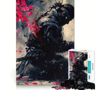 Samouraï en Contemplation avec des Fleurs de Cerisier Puzzle de 1000 pièces pour Adultes Stimulation de la mémoire et réduction de l'anxiété Cadeau Artistique à Assembler (50x75cm)