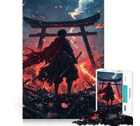 Samouraï en Flammes Puzzle de 1000 pièces pour Adolescents Stimule la mémoire Attente et Calme Assemblage Surprise chaleureuse (38x52cm)