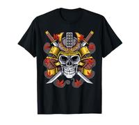 Samouraï Guerrier Crâne Masque épées Japonaise Ninja T-Shirt