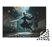 Samouraï Guerrier Scène de Rue Puzzle 1000 Pièces Papier Puzzle pour Adultes Détente Concentration Interaction Familiale Décoration Cadeau 52x38cm/1000pcs