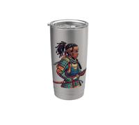 Samouraï japonais afro-américain Katana Black Anime Warrior Gobelet isotherme en acier inoxydable double paroi