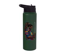 Samouraï japonais afro-américain Katana Black Anime Warrior Stainless Steel Insulated Water Bottle