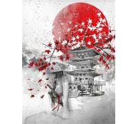 Samouraï japonais Diamond Painting 80x120cm Format Broderie Diamant Painting, 5D Peinture Diamant Tableau Perle Point de Croix Kit Complet Strass DIY Adultes Enfants Femme Cadeau, Maison Décor Z-7392