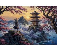 Samouraï Japonais et Fleurs de Cerisier Puzzle 1000 Pièces Adultes Et Enfants,Jeu Éducatif,Premium,Carton,Dès 14 Ans Sakura,Casse-tête,Déco Murale, Anti-Stress,Détente,Défi 70x50cm