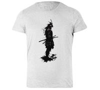 Samouraï Japonais Graphique T-Shirt Femme Basic Coton Gris Basic Cotton Grey Women's T-Shirt