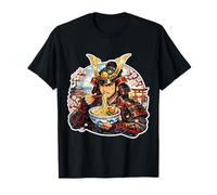 Samouraï Japonais Mangeant des Nouilles Ramen Amant Guerrier Japonais T-Shirt