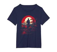 Samouraï Katana Honor Arts Martiaux Japonais T-Shirt, Femme Grandes Tailles, Bleu Marine, 3X