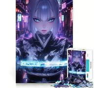 Samouraï néon dans la Rue Puzzle de 1000 pièces pour Adultes Jeu de logique et de renforcement des Liens familiaux Bordure Premium Surprise chaleureuse (50x75cm)