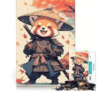Samouraï Panda Roux Puzzle d'art Japonais pour Adolescents, 1000 pièces, Jeu de réflexion, Jouet Relaxant, découpe soignée, Cadeau Exquis (38x52cm)