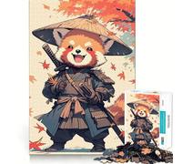 Samouraï Panda Roux Puzzle de 1000 pièces d'art Japonais pour Adultes et Adolescents Jeu de logique Solide et Amusant, découpe de précision, Cadeau du Père Noël (50x75cm)