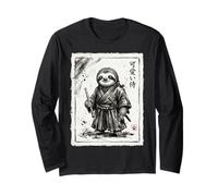 Samouraï Paresseux Japonais Art Guerrier avec Flûte Japon Zen Manche Longue