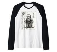 Samouraï Paresseux Japonais Art Guerrier avec Flûte Japon Zen Manche Raglan