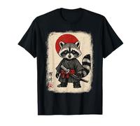 Samouraï Raton Laveur Guerrier Japonais Vintage Art Anime T-Shirt