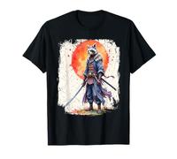 Samouraï Raton Laveur Japonais Sumi-e Art Kawaii drôle Fantaisie T-Shirt