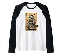 Samouraï Raton Laveur Warrior Épée Animal Art Japonais Ninja Manche Raglan