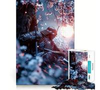 Samouraï Shogun sous la Lune Puzzle 1000 Pièces Adultes Jeu de réflexion Intelligent Activité à la Maison Découpe Lisse Surprise de Noël (38x26cm)