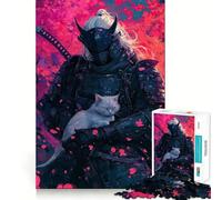 Samouraï Silencieux ﹨u Chat Puzzle 1000 pièces pour Adultes, Jeu d'exercice Mental, Design de Loisirs Doux, Cadeau saisonnier 38x52cm