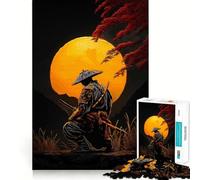 Samouraï sous la Lune Puzzle de 1000 pièces pour Adultes Jeu de réflexion et de détente Design Original Collection d'œuvres d'art à Assembler (38x26cm)