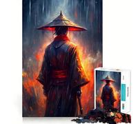 Samouraï sous la Pluie et Le feu Puzzle de 1000 pièces pour Adolescents Jeu de logique Stimulant Amusant en intérieur Bordure Premium Cadeau mémorable (38x52cm)